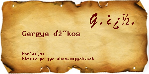 Gergye Ákos névjegykártya